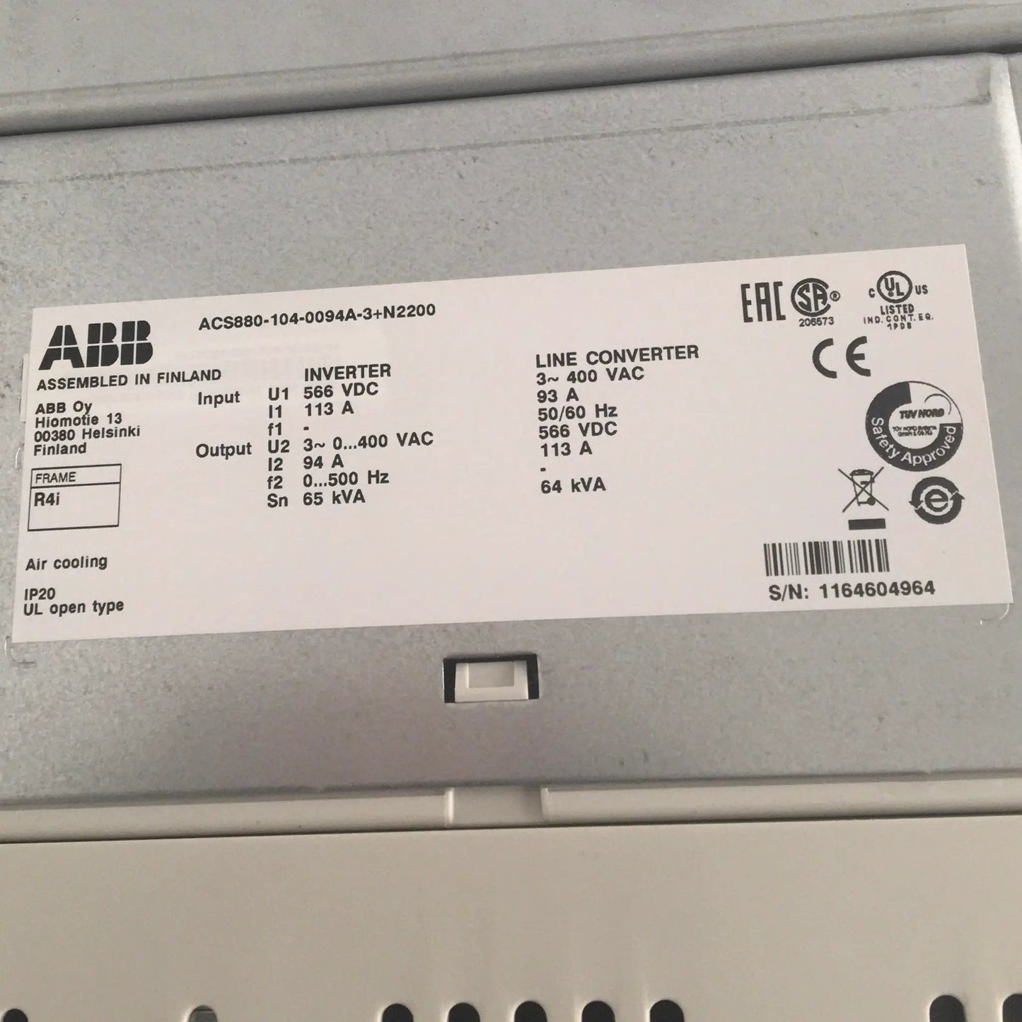 ABB ACS 880 104 0094A 3 Inverter/Line Converter - used