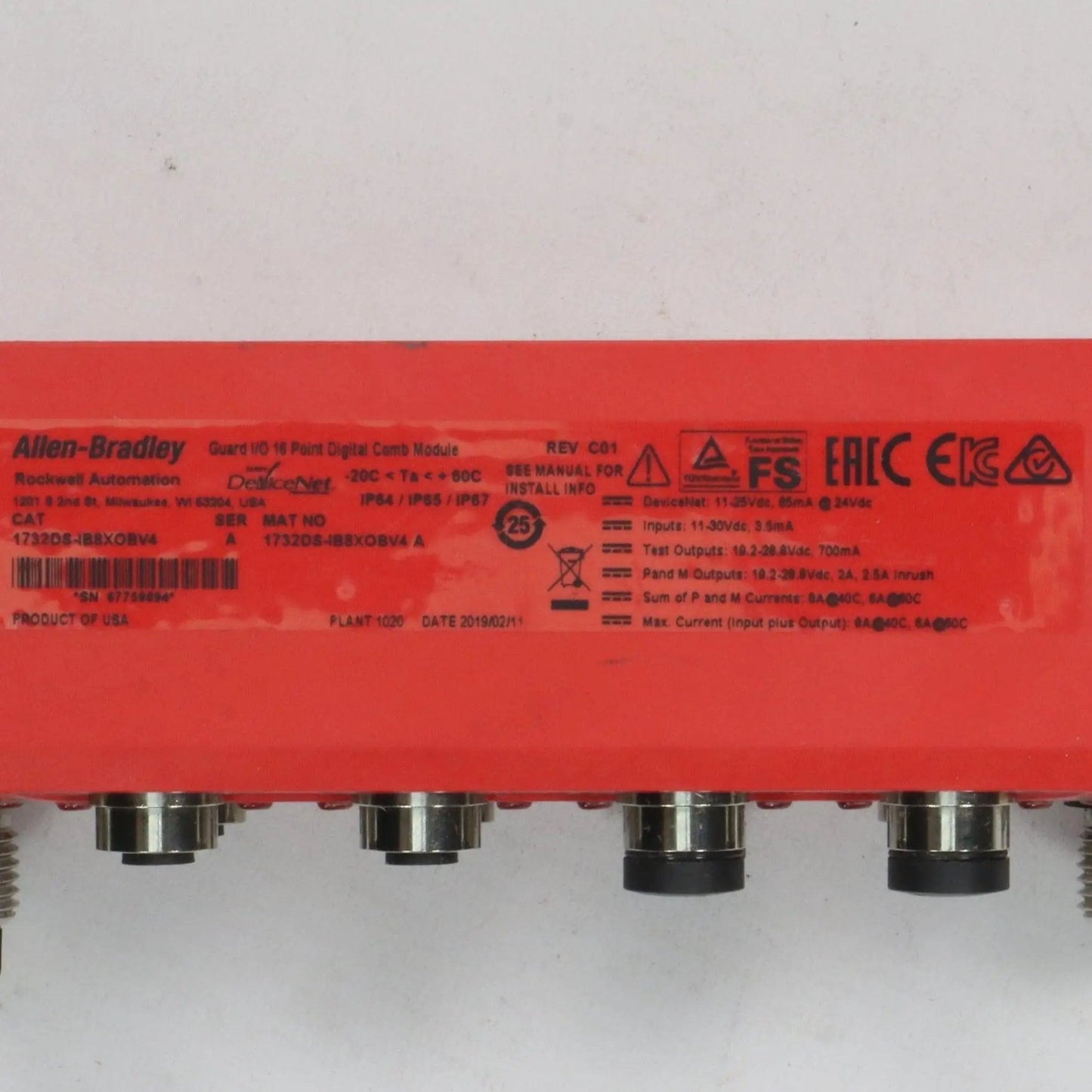 Allen-Bradley Guard I/O 16 Point Digital Comb Module 1732DS-IB8XOBV4