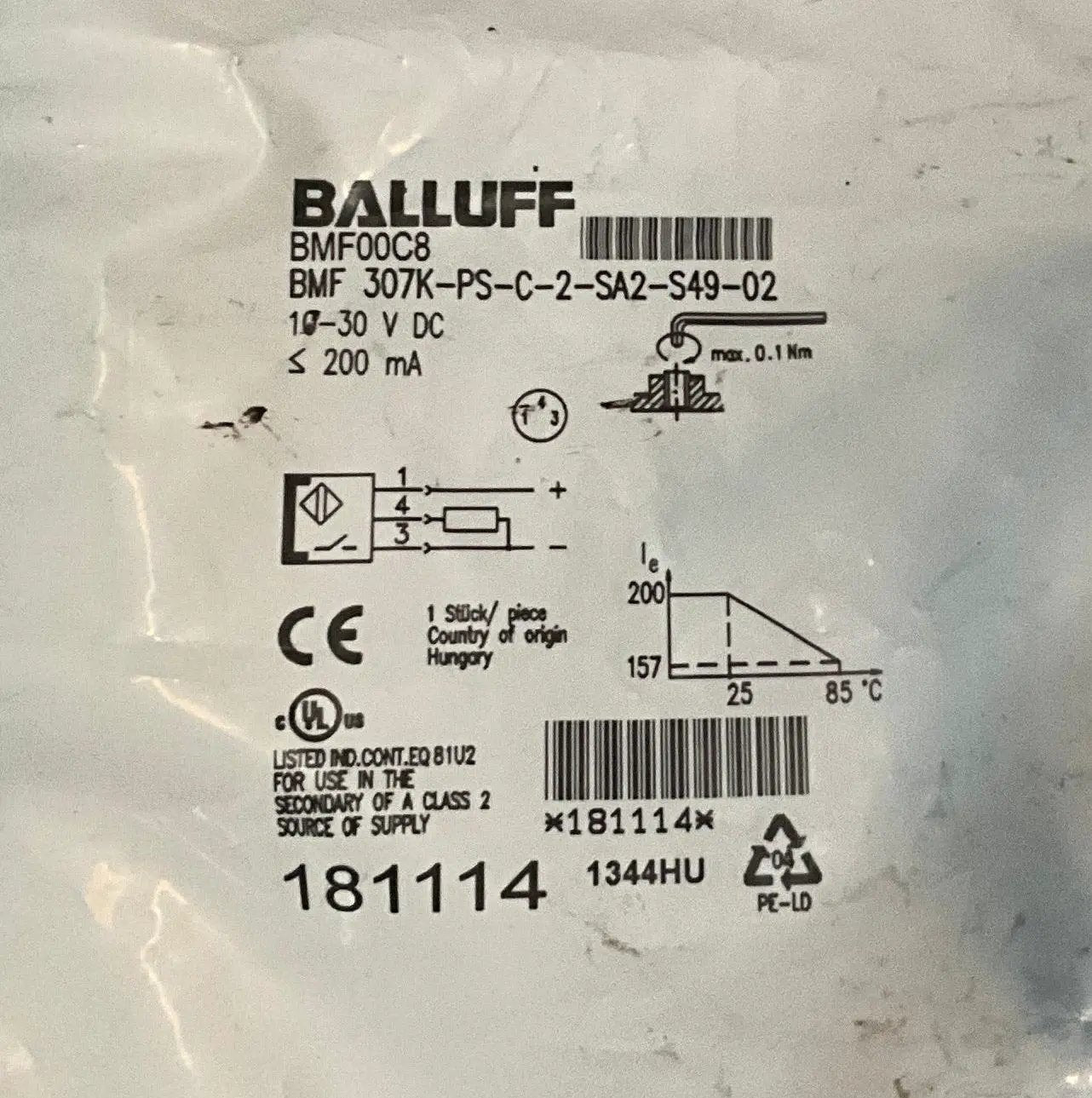 Balluff BMF 307K-PS-C-2-SA2-S49-02 Magnetic Field Sensor