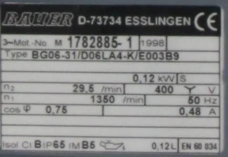 Bauer Brake Motor BG06-31/D06LA4-K/E003B9