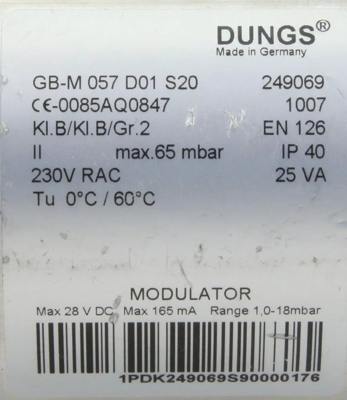 Dungs GB M057D01S20 Gas Modulator