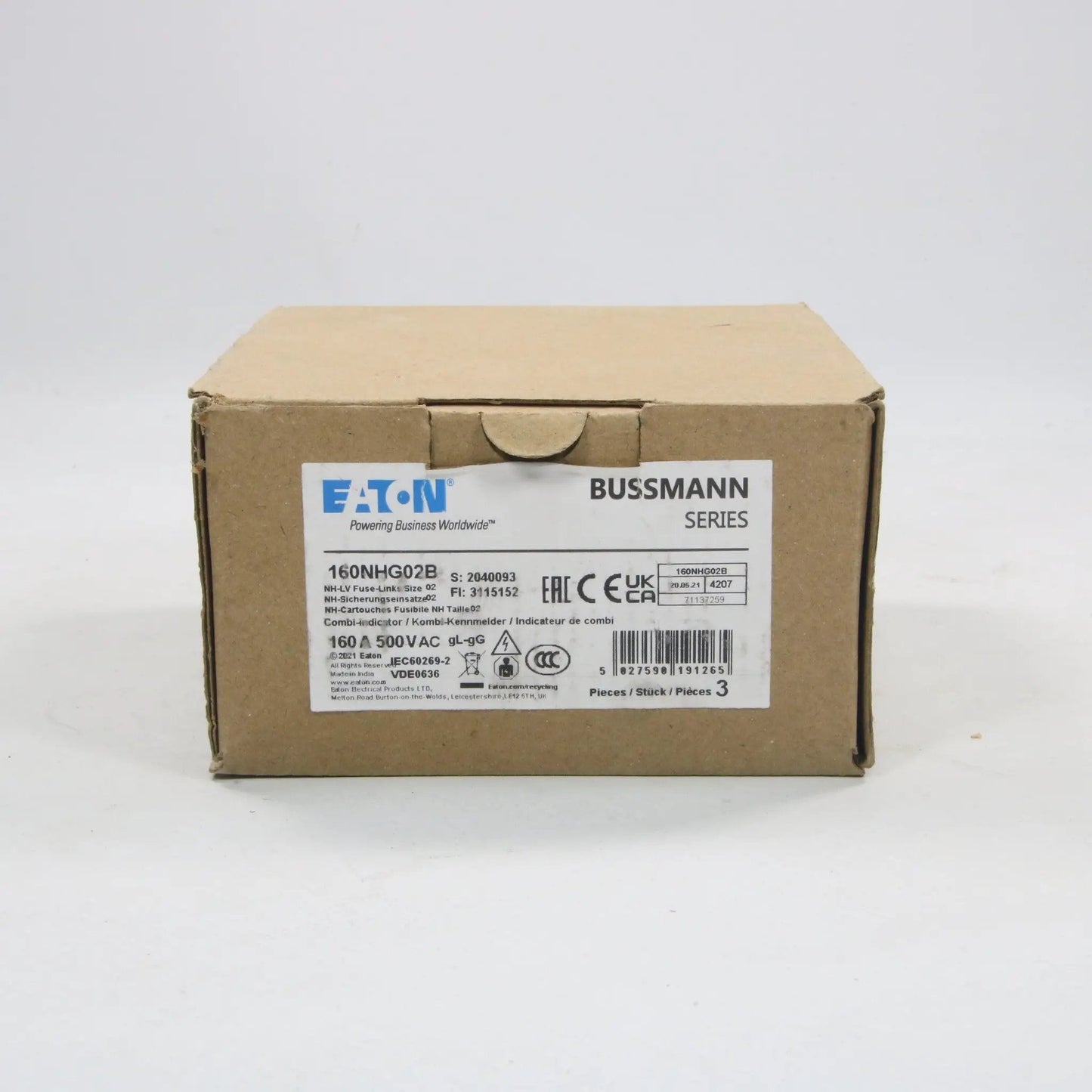 Eaton Bussmann 160NHG02B Fuse x 3