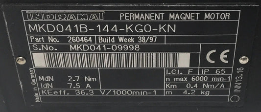 Indramat Permanent Magnet Motor MKD041B-144-KGO-KN