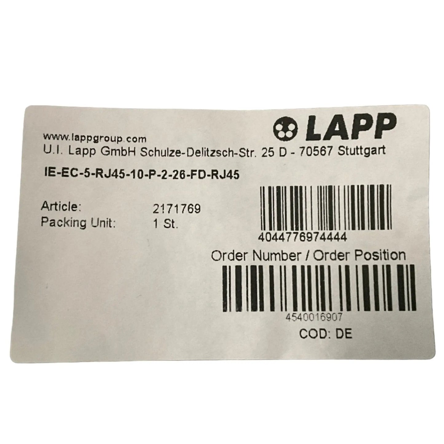 Lapp RJ45 Patch Cable