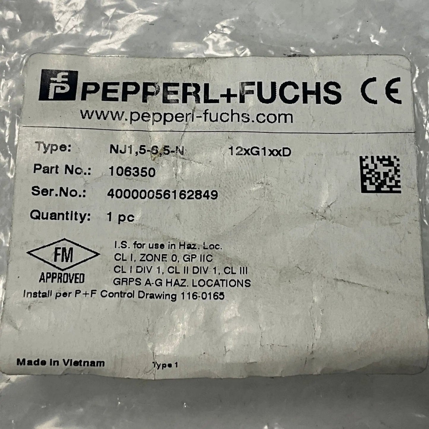 Pepperl + Fuchs NJ1,5-6,5-N Inductive Sensor