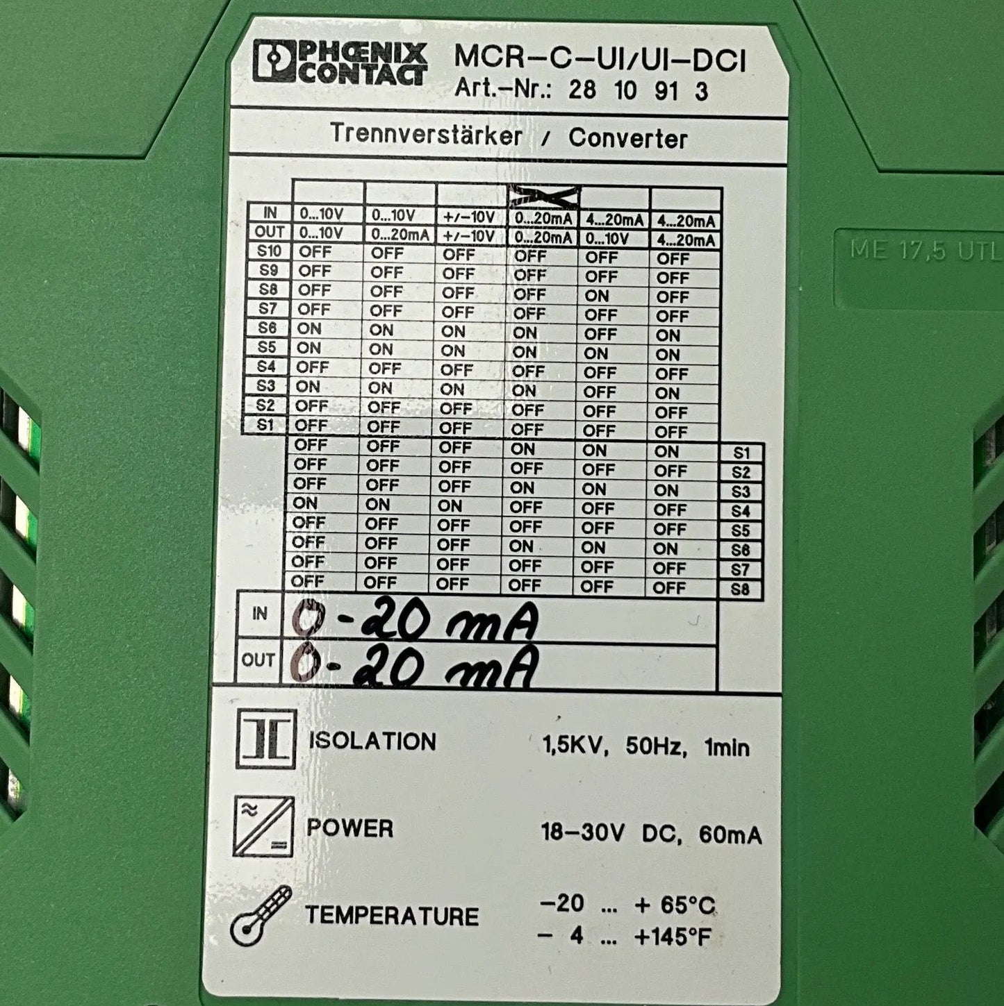 Phoenix Contact MCR-C-UI/UI-DCI Signal Conditioner