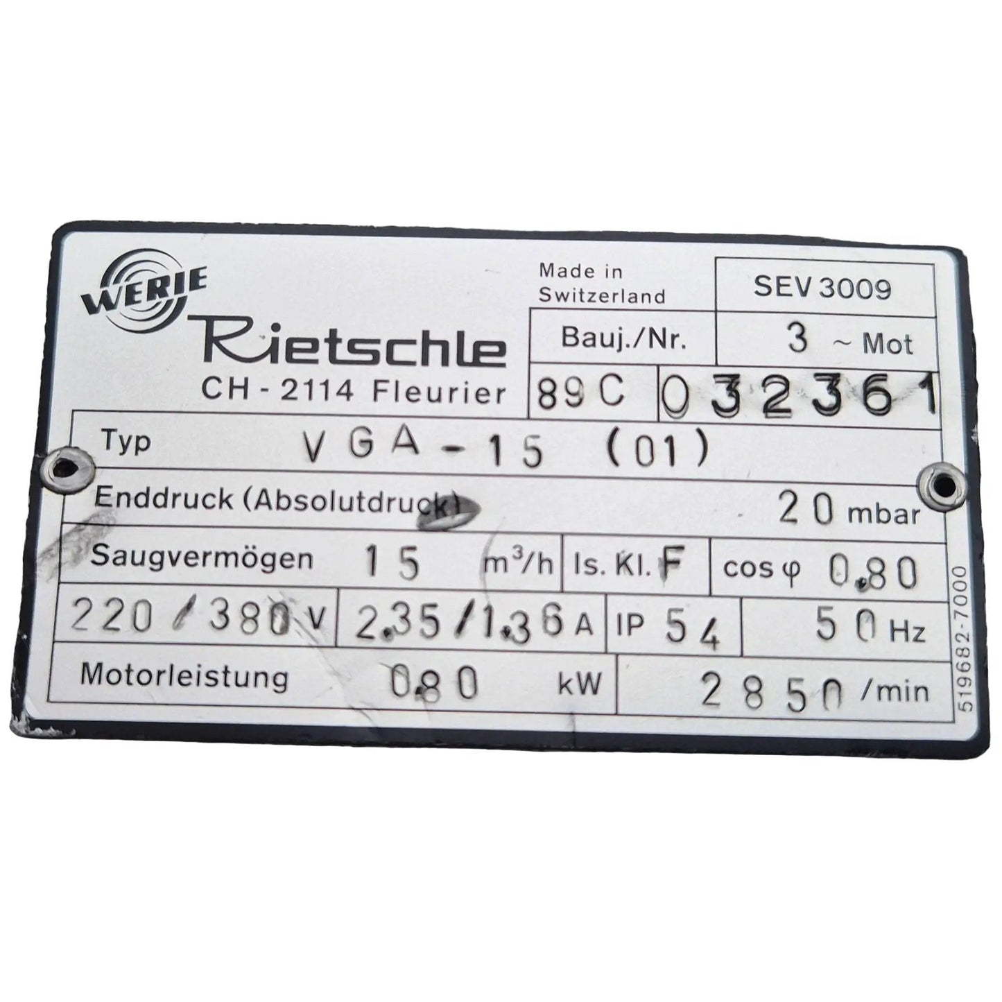 Rietschle Werie VGA-15 Vacuum Pump
