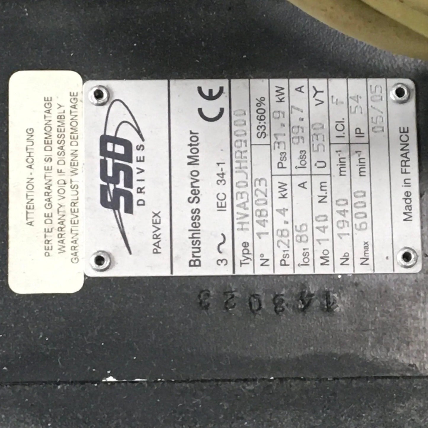 SSD Parvex HVA30 JHR9000 AC servo motor