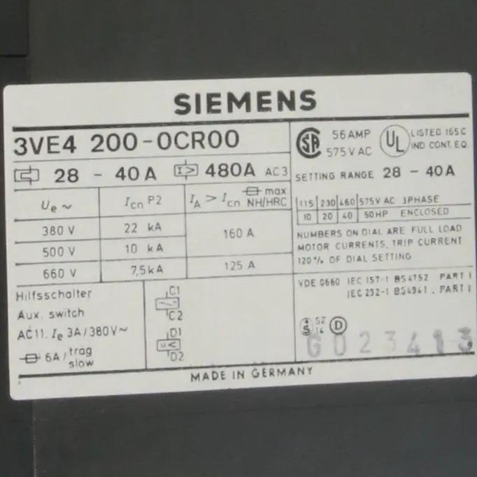 Siemens 3VE4 200 0CR00 Motor Circuit Breaker