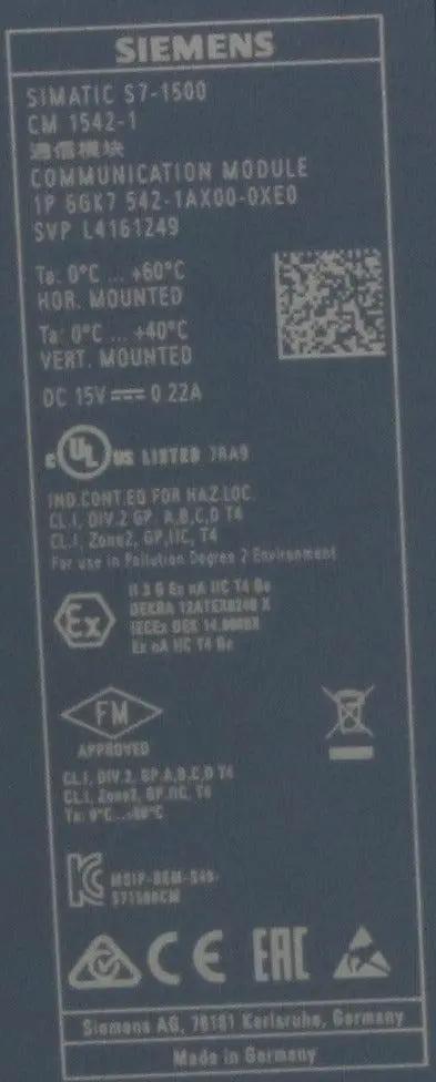 Siemens Simatic S7-1500 1P 6GK7 542-1AX00-0XE0 Communication Module