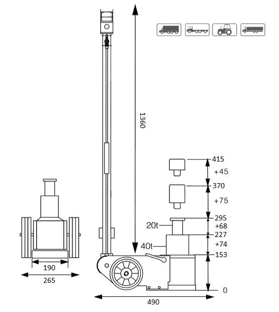 Luchtvloerkrik 40T - 20T