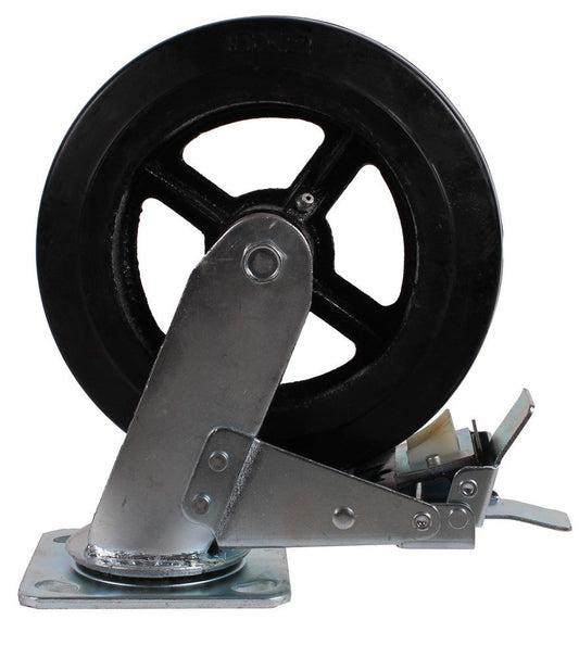 Zwenkwiel met dubbele rem 200 x 50mm rubber