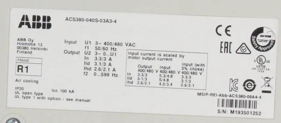 ABB ACS 380 040S 03A3 4 Inverter Drive