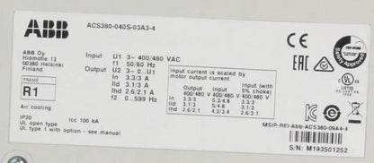 ABB ACS 380 040S 03A3 4 Inverter Drive