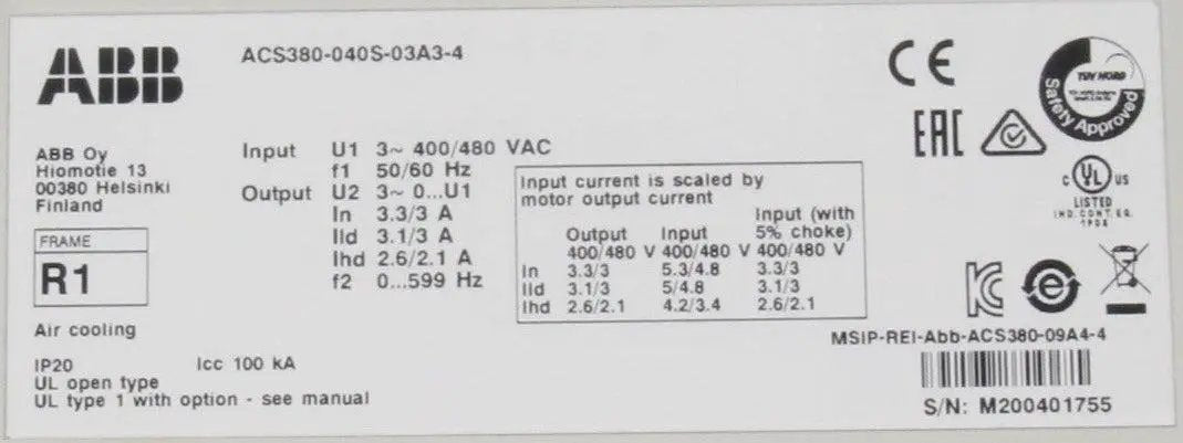 ABB ACS 380 040S 03A3 4 Machinery Drive Module