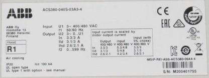 ABB ACS 380 040S 03A3 4 Machinery Drive Module