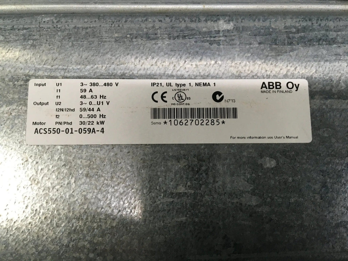 ABB ACS 550 01 059A 4 FREQUENCY CONVERTER