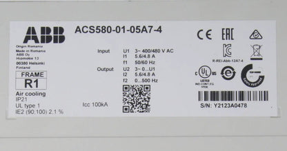 ABB ACS 580 01 05A74 Inverter