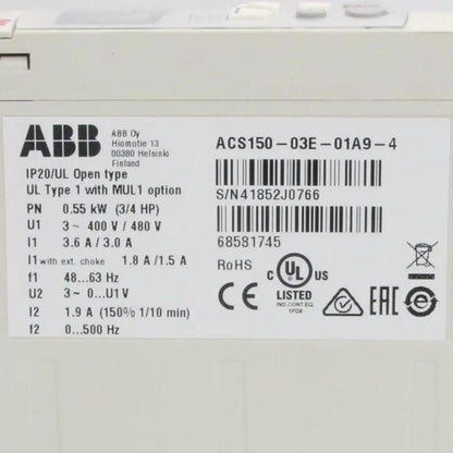 ABB ACS150 03E 01A9 4 Inverter Drive