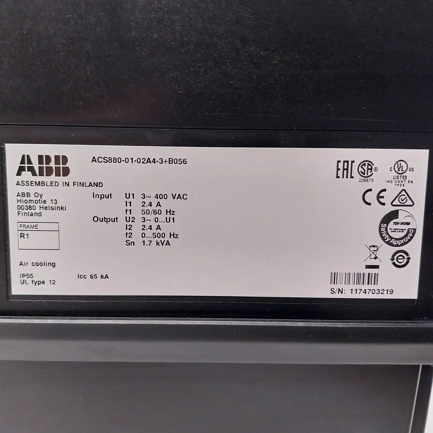 ABB ACS880 01 02A4 3 Single Drive