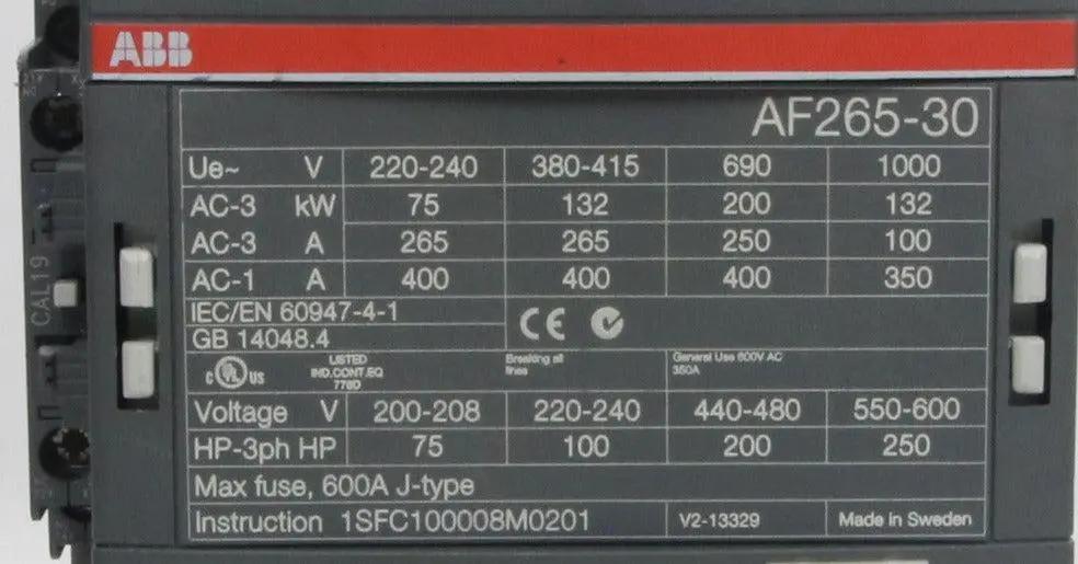 ABB AF265-30 3 Pole Contactor