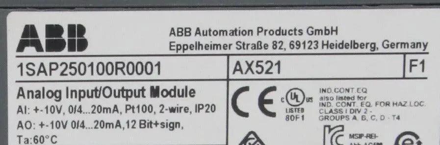 ABB AX521 Analog Input/Output Module - Unused