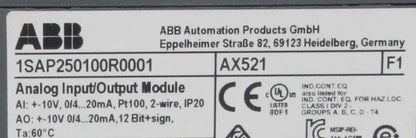 ABB AX521 Analog Input/Output Module - Unused