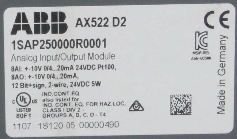 ABB AX522 D2 Analog Input/Output Module