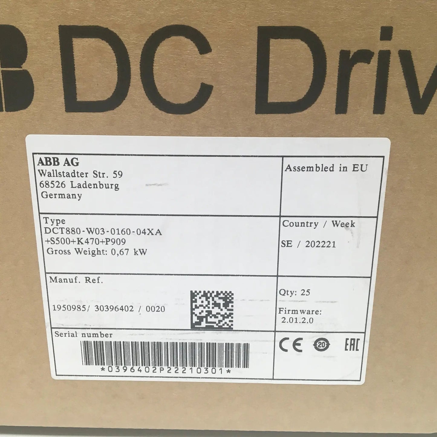 ABB DCT880 W03 0160 04XA DC Drive