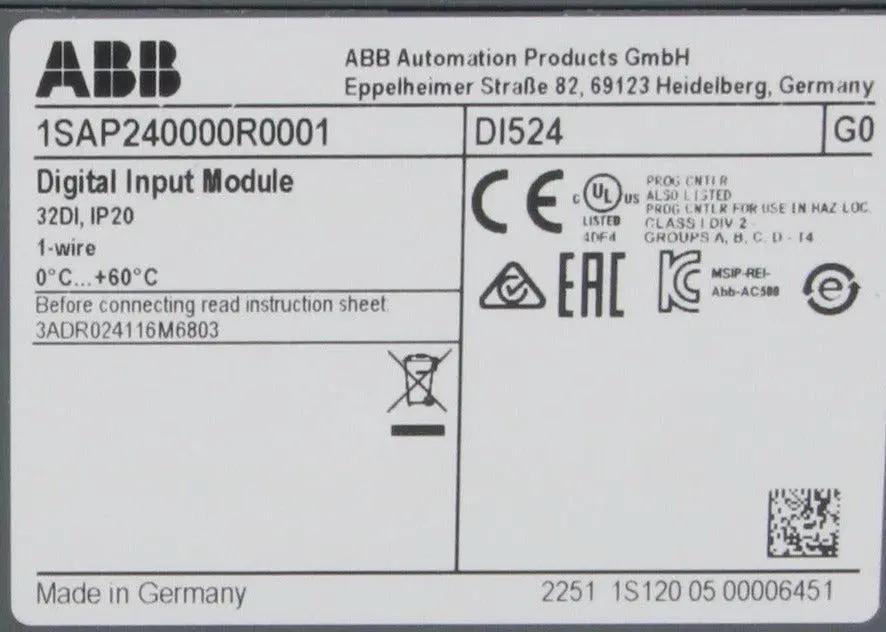 ABB DI524 Digital Input Module & Terminal Block