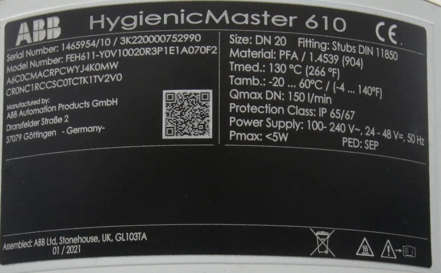 ABB HygienicMaster 610 Electromagnetic Flow Meter