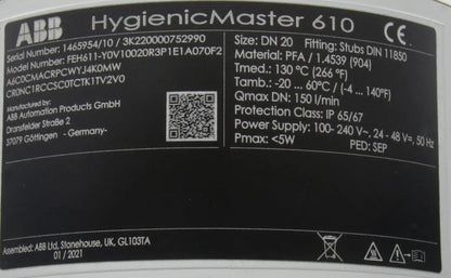ABB HygienicMaster 610 Electromagnetic Flow Meter