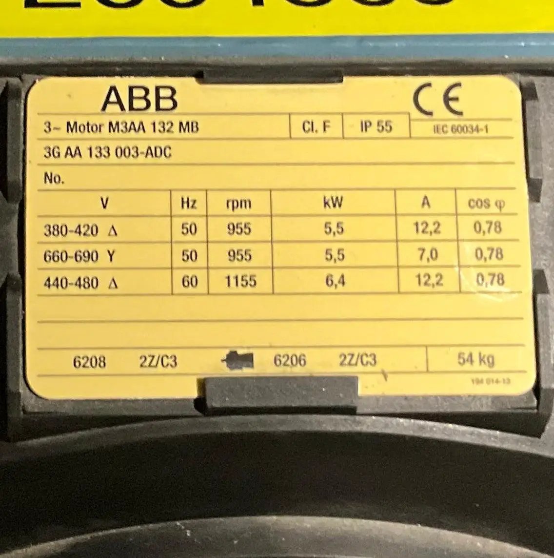 ABB M3AA 132MB 3GAA 133 003-ADC 3 Phase Motor