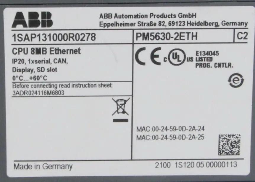 ABB PM5630-2ETH PLC Assembly