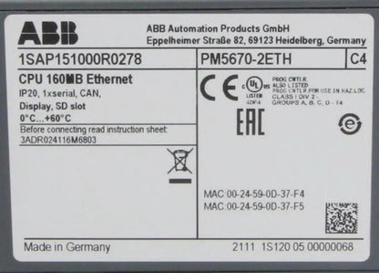 ABB PM5670-2ETH PLC Assembly