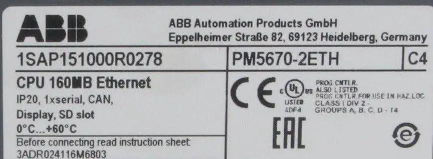 ABB PM5670-2ETH Programmable Logic Controller & Modules