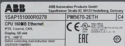 ABB PM5670-2ETH Programmable Logic Controller & Modules