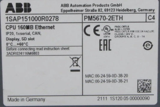 ABB PM5670-2ETH Programmable Logic Controller