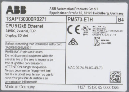 ABB PM573-ETH PLC Assembly