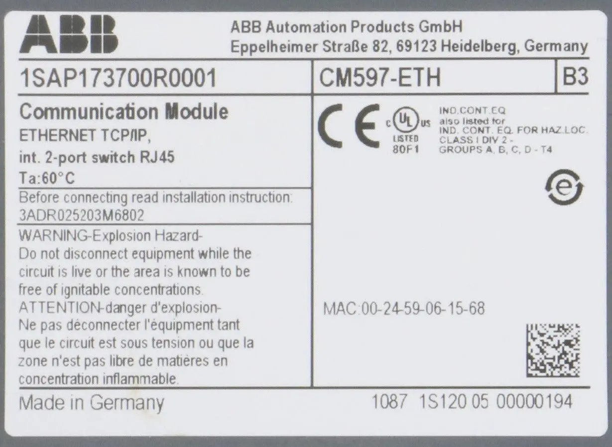 ABB PM573-ETH PLC Assembly