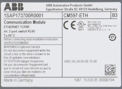 ABB PM573-ETH PLC Assembly
