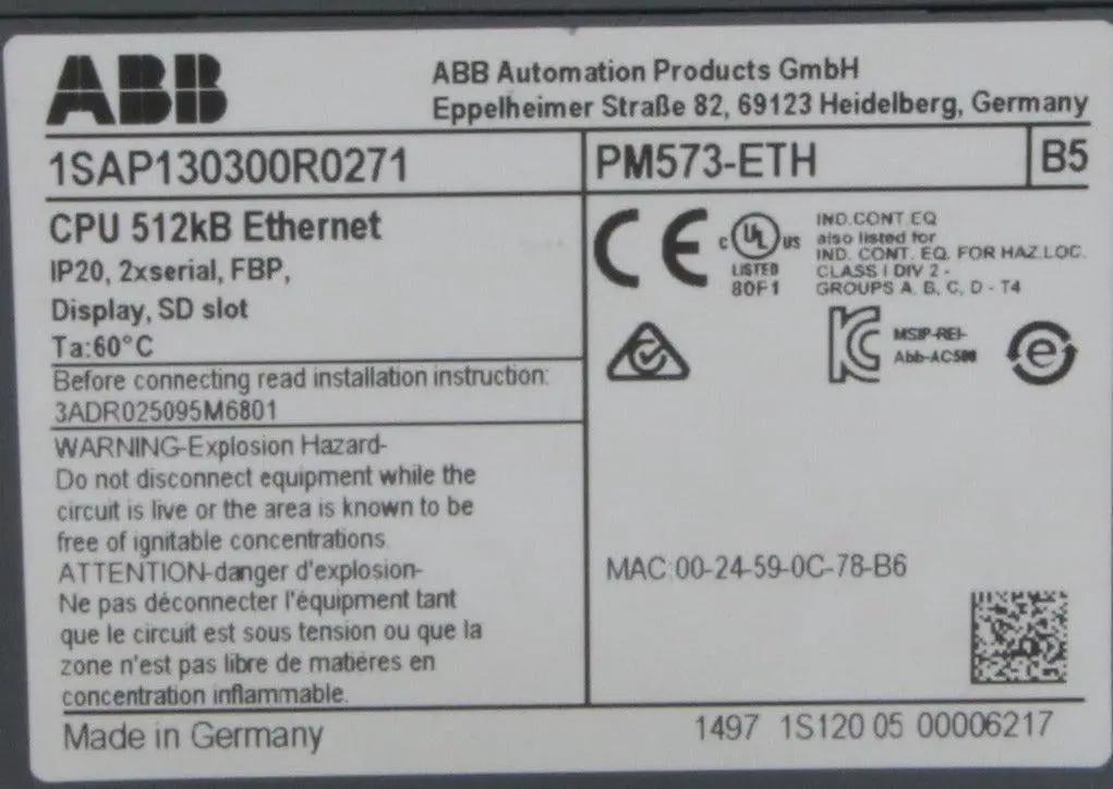 ABB PM573-ETH Programmable Logic Controller