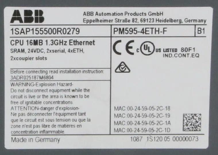 ABB PM595-4ETH-F CPU Assembly