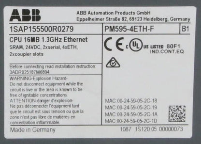 ABB PM595-4ETH-F CPU Assembly