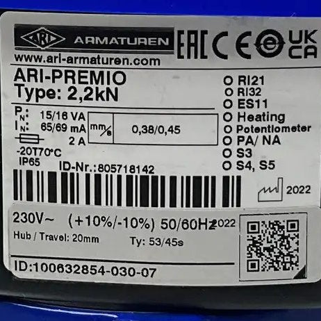 ARI-Armaturen STEVI 450 Control Valve Assembly with ARI-PREMIO Electric Actuator