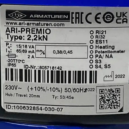ARI-Armaturen STEVI 450 Control Valve Assembly with ARI-PREMIO Electric Actuator