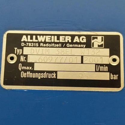 Allweiler AG DVIM 38EL W132 Pressure Relief Valve