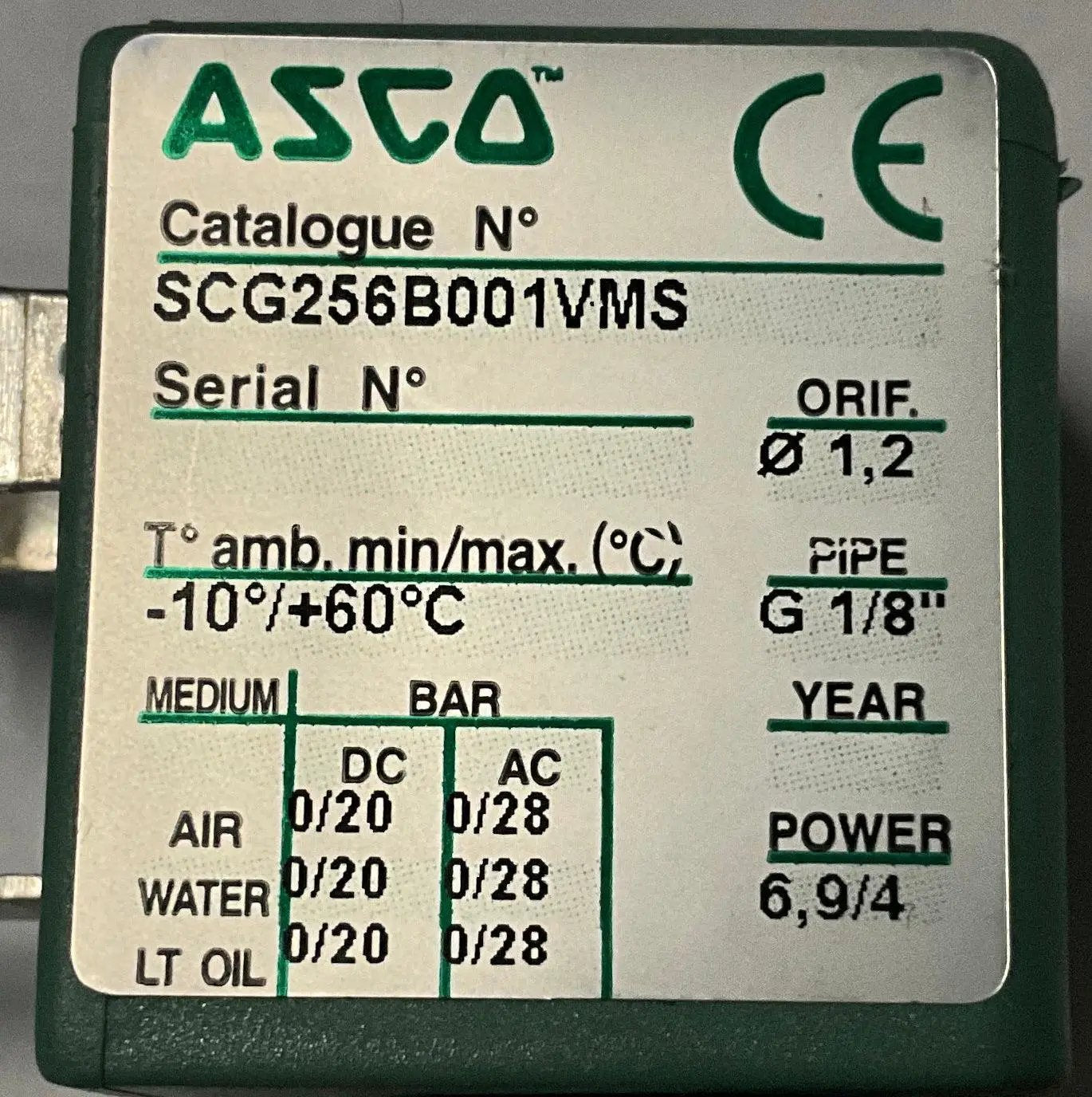 Asco SCG256B001VMS.24DC Solenoid Valve