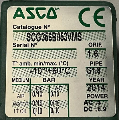 Asco SCG356B053VMS.24DC Solenoid Valve
