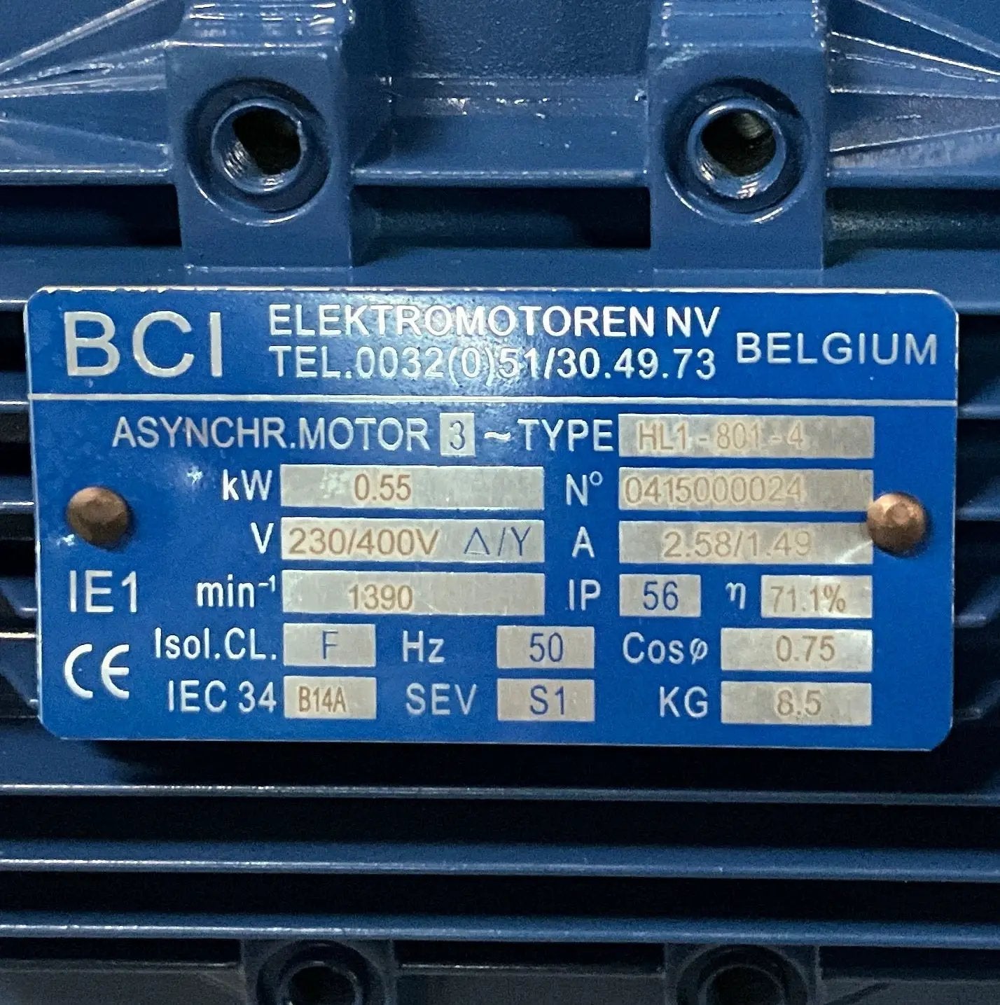 BCI HL1-801-4 High Efficiency 3 Phase Motor